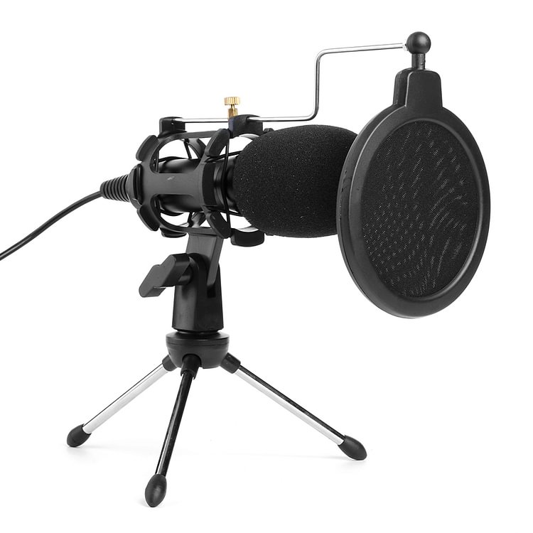 USB Microphone Wired Condenser Microphone Studio Mic with Stand Clip Tripod