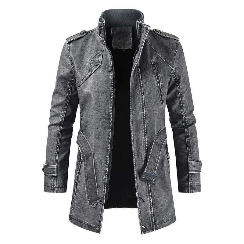 Mens outdoor long leather cold-resistant jacket / [viawink] /