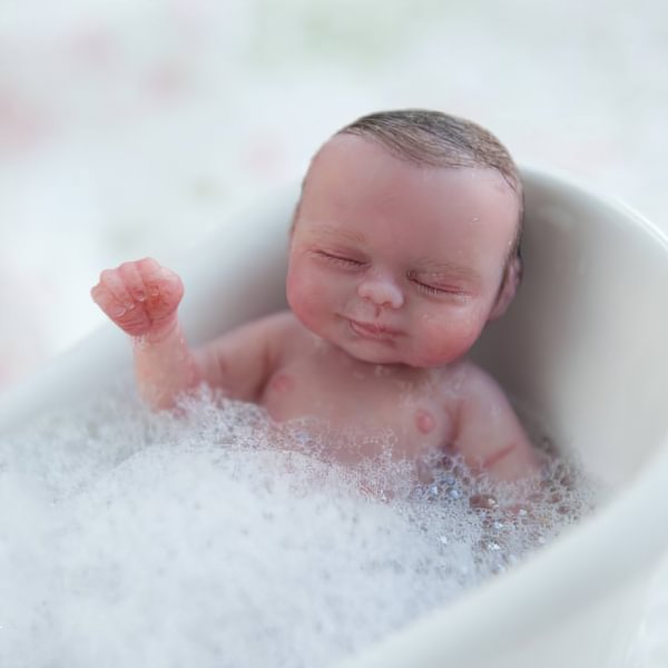 Miniature Doll Sleeping Full Body SiliconeReborn Baby Doll, 5 Inches Realistic Newborn Baby Doll Named Baird