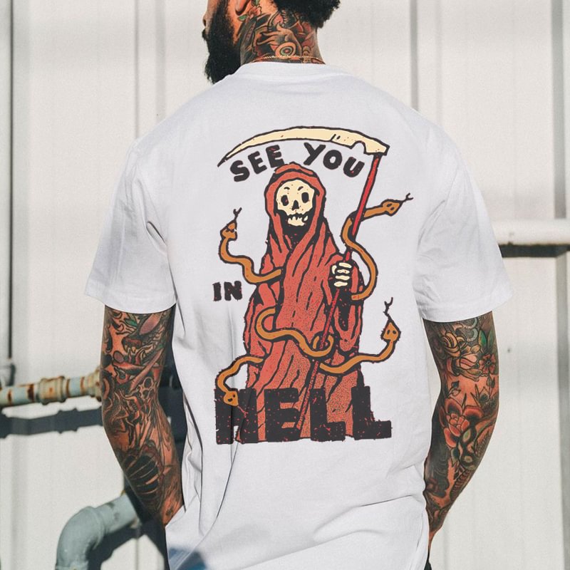 Death Skull See You In Hell Fashion T-shirt - Krazyskull