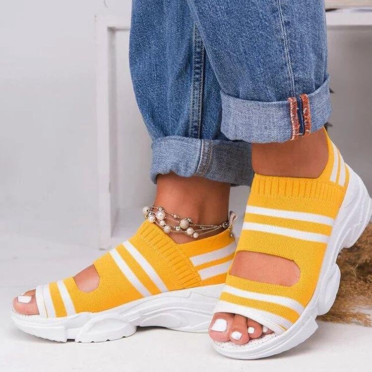 Vzzhome - Casual Woven Wedge Comfy Open Toe Sandals - vzzhome