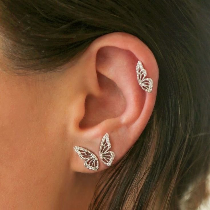 The Cutest Double Piercing Butterfly Wings Studs - vzzhome