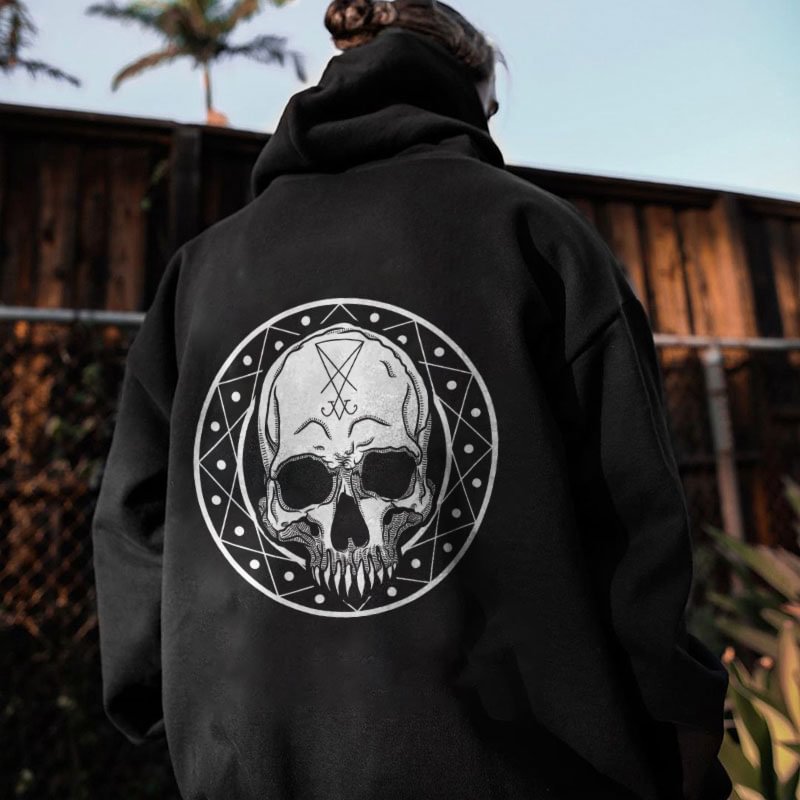 Skull print casual hoodie designer - Krazyskull