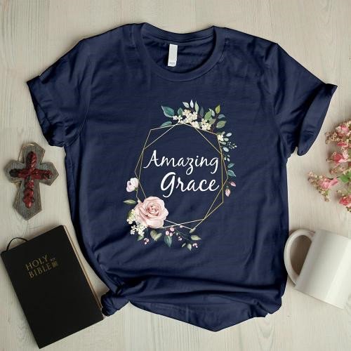Amazing grace flowers printed casual graphic tees