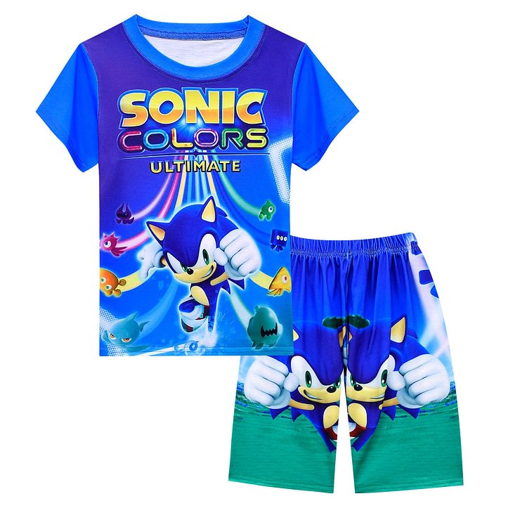 Sonic the hedgehog boys' set children's pajamas two piece set 1792-Mayoulove