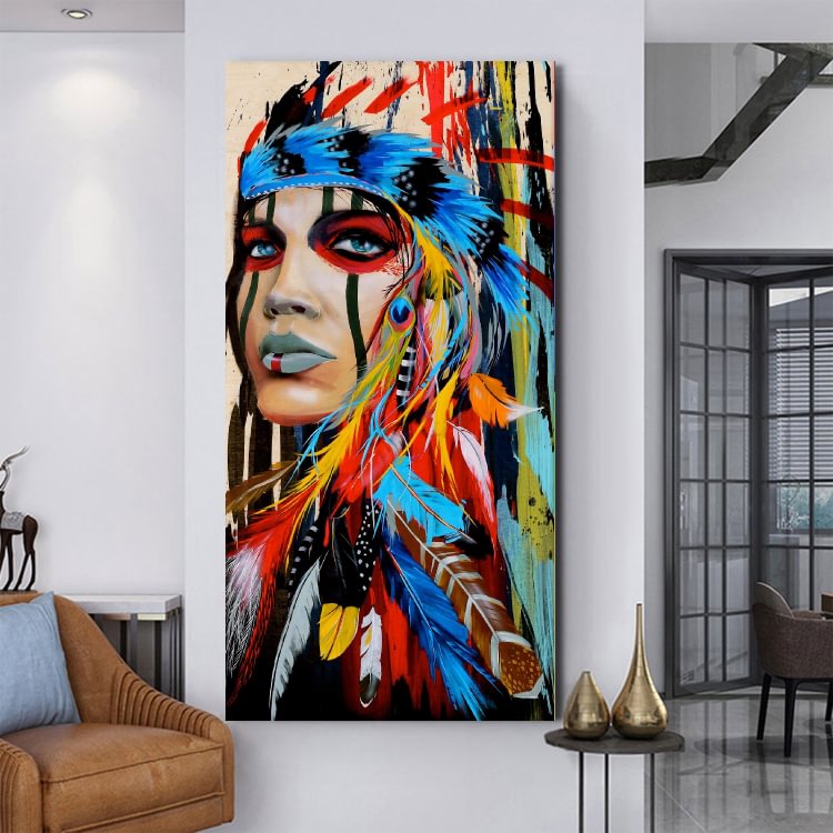 American Indian Woman Canvas Wall Art