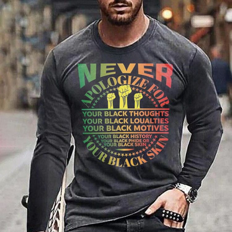 BrosWear Men's Color Pattern Long Sleeve T-Shirt