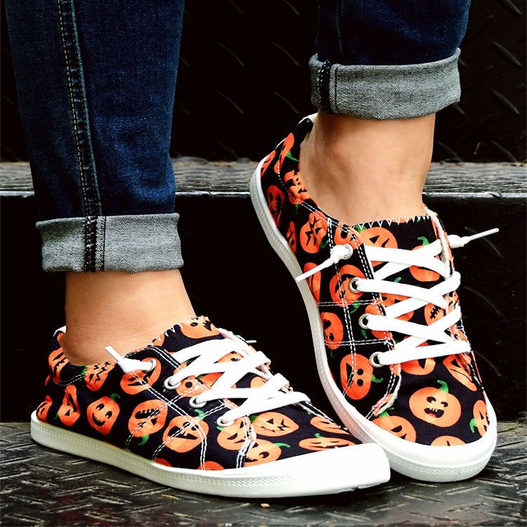 Women's Pumpkin Print Halloween Shoe