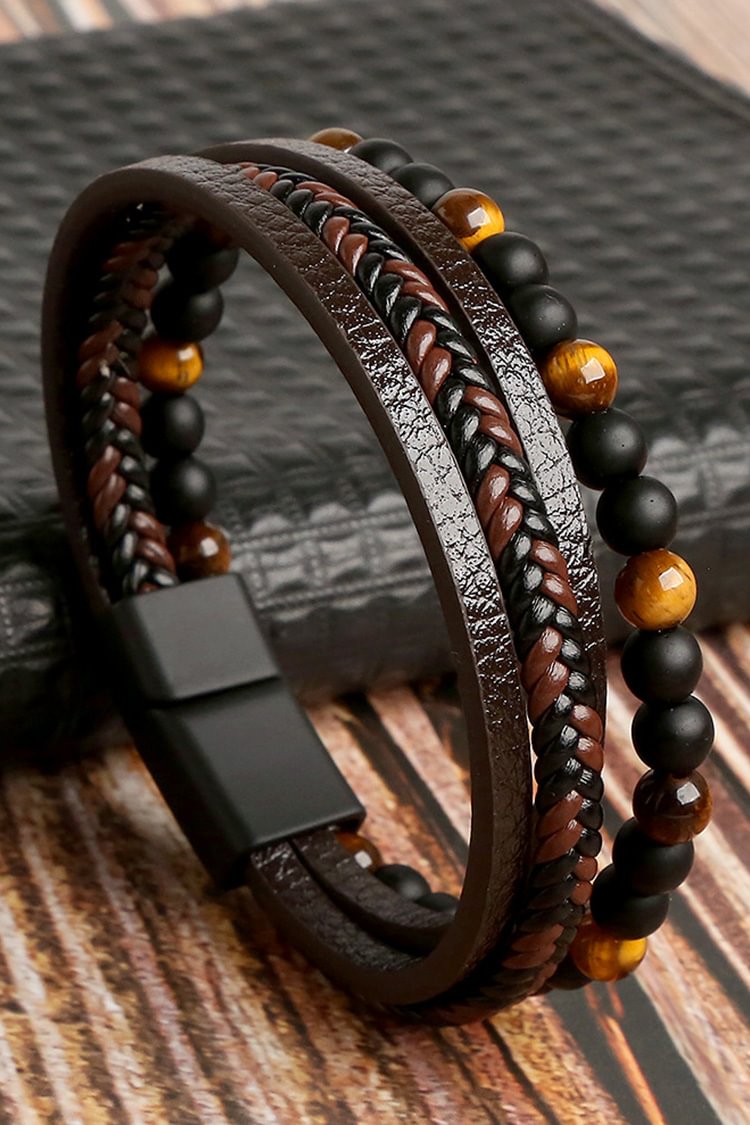 Tiboyz Men's Casual Beaded Woven Bracelet