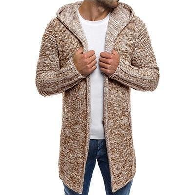 Fashion sweater men casual cardigan men winter hooded neck solid male sweaters large size-Corachic