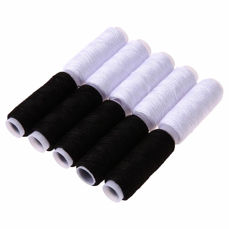 10pcs Hand Quilting Embroidery Sewing Thread for Home Stitch(Black+White)-gbfke