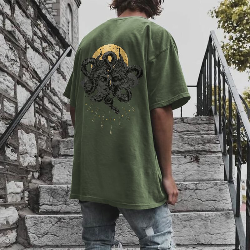 Uprandy Medusa Mythical Print Loose T-Shirt -  UPRANDY