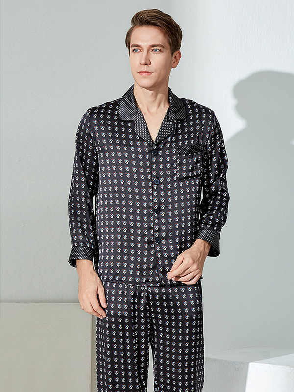 Silk Pajamas Men's Long Sleeve Pajamas