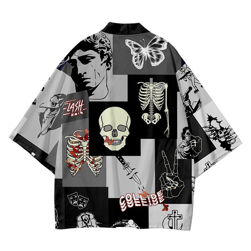 Skeleton Patchwork Robe Cardigan / Techwear Club / Techwear