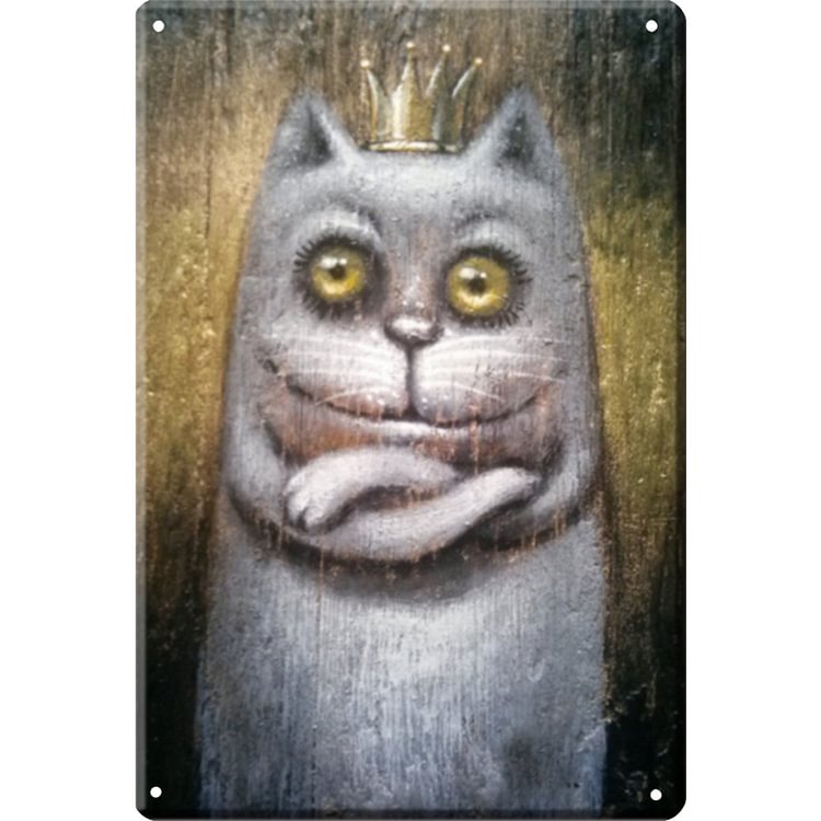 Oil Painting Cat Plate Metal Tin Sign Plaque for Living Room Wall (5531-29)