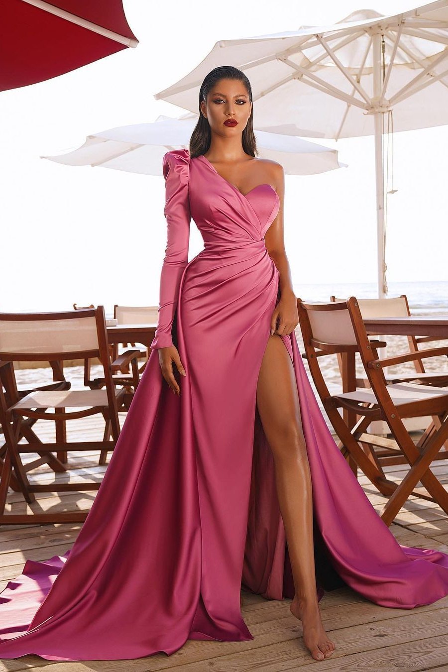 Long Sleeve Prom Dress With Slit