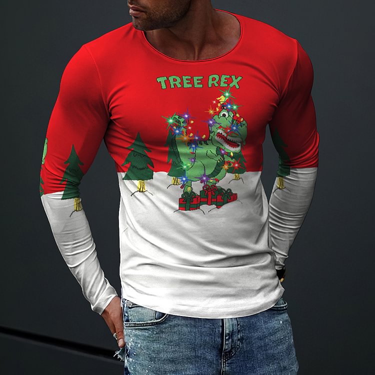 BrosWear Crew Neck Funny Santa Claus Print T-Shirt