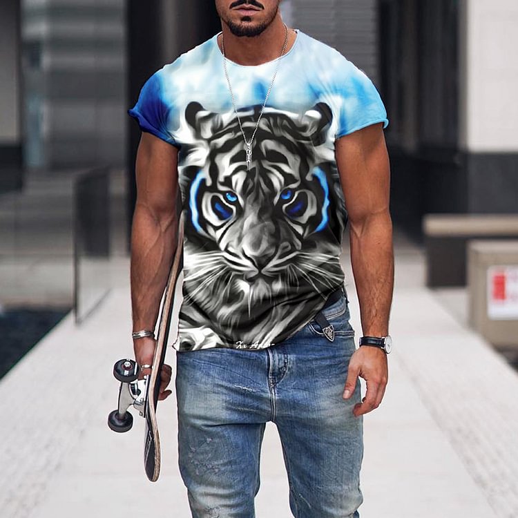 BrosWear Men's Casual Fashion Cozy Tiger T-Shirt