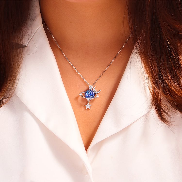 For Bonus Daughter - S925 You are The Most Special Star in The Universe Blue Star Crystal Necklace