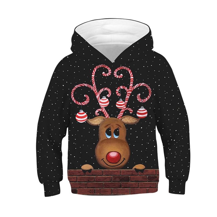 Kids Cartoon  Reindeer  Galaxy christmasHoodie Unisex Sweatshirt-Mayoulove