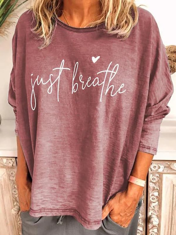 Women's Daily Letter Casual Long Sleeve Cotton-Blend Shirts & Tops