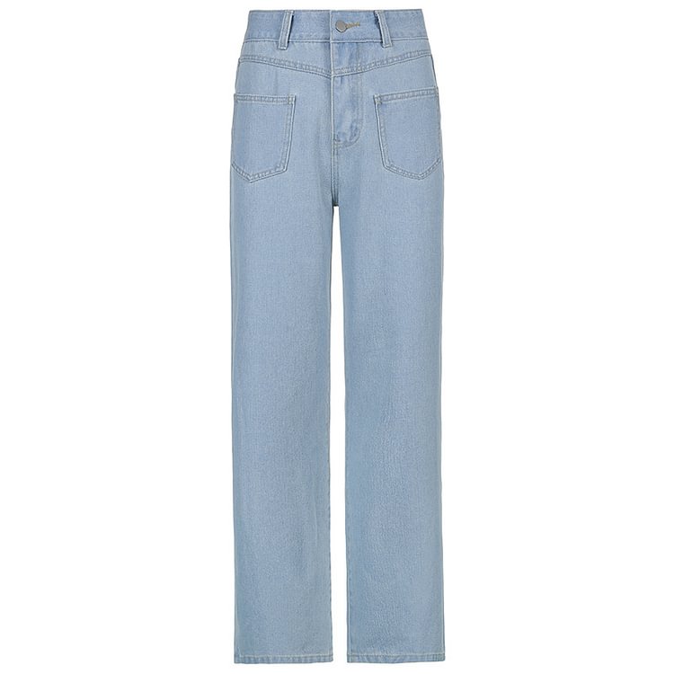 Front Inverse Pocket Relaxed Straight Leg Jeans - tree - Codlins