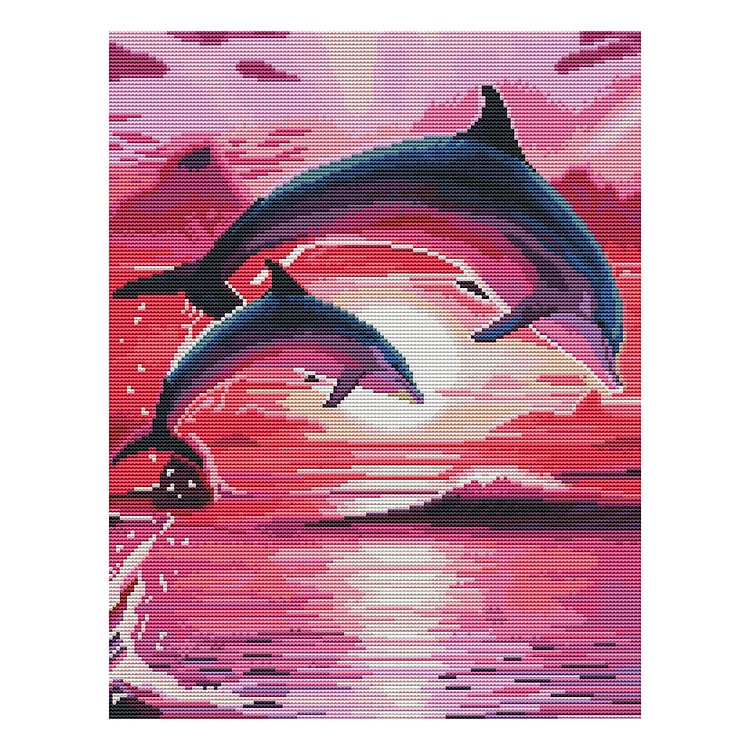 (11Ct Counted/Stamped) Dolphin - Cross Stitch Kit 50*40CM