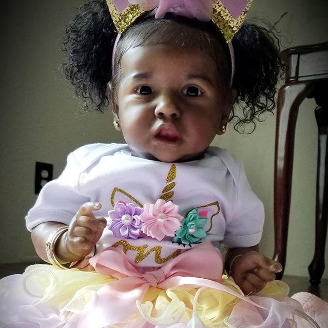 Reborn Black Newborn Silicone Babies, Lifelike Doll, 12'' Realistic African American Reborn Saskia Baby Toddler Doll Girl Linda -Creativegiftss® - [product_tag]