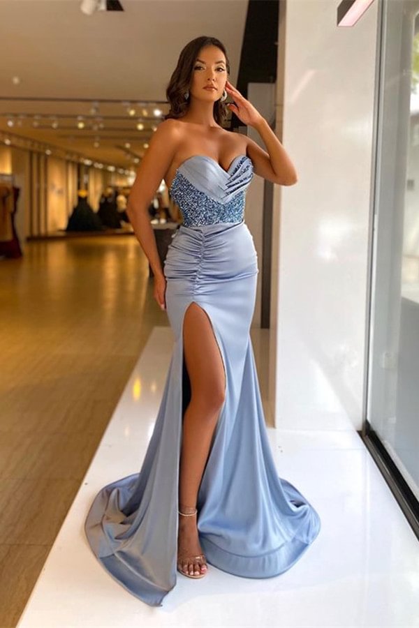 Luluslly Sweetheart Sequins Mermaid Prom Dress With Slit