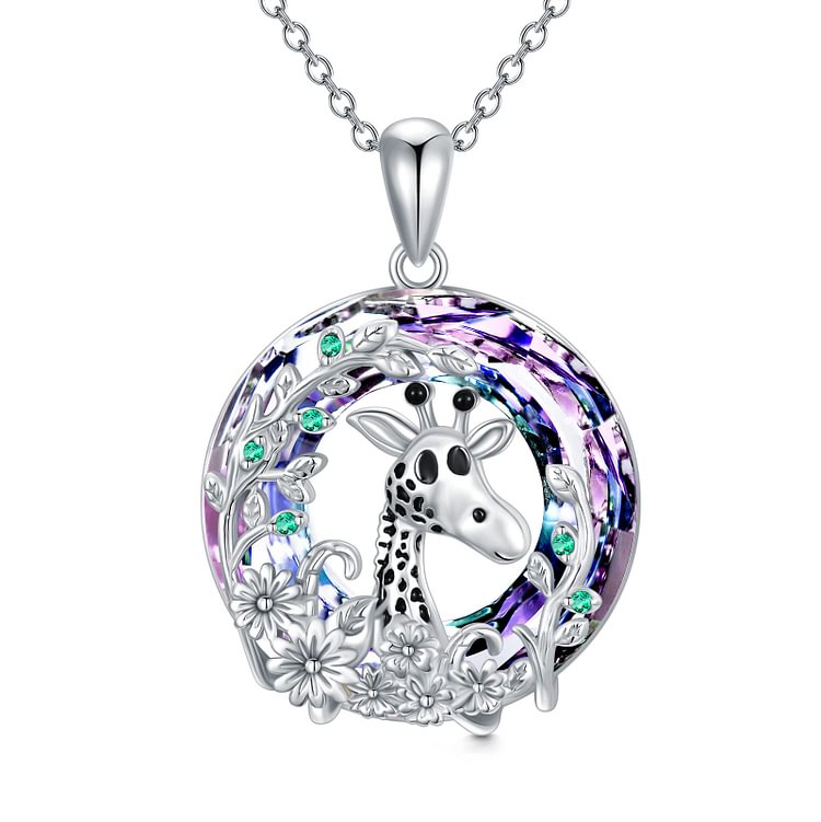 S925 Giraffe Crystal Circle Necklace