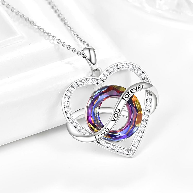For Daughter - S925 I Love You until Infinity Runs Out Infinity Heart Necklace