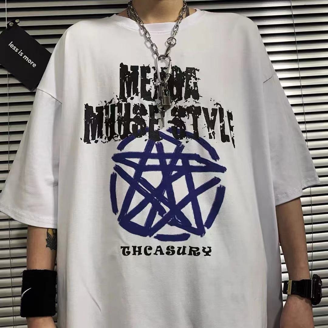 Harajuku Pentagram Print Short Sleeve T-Shirt / Techwear Club / Techwear