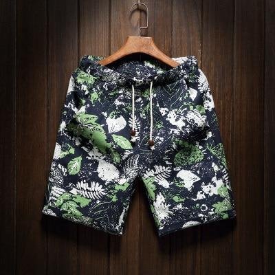 9 Colors Men's Casual Beach Floral Shorts Summer Straight Cotton Linen Shorts-Corachic