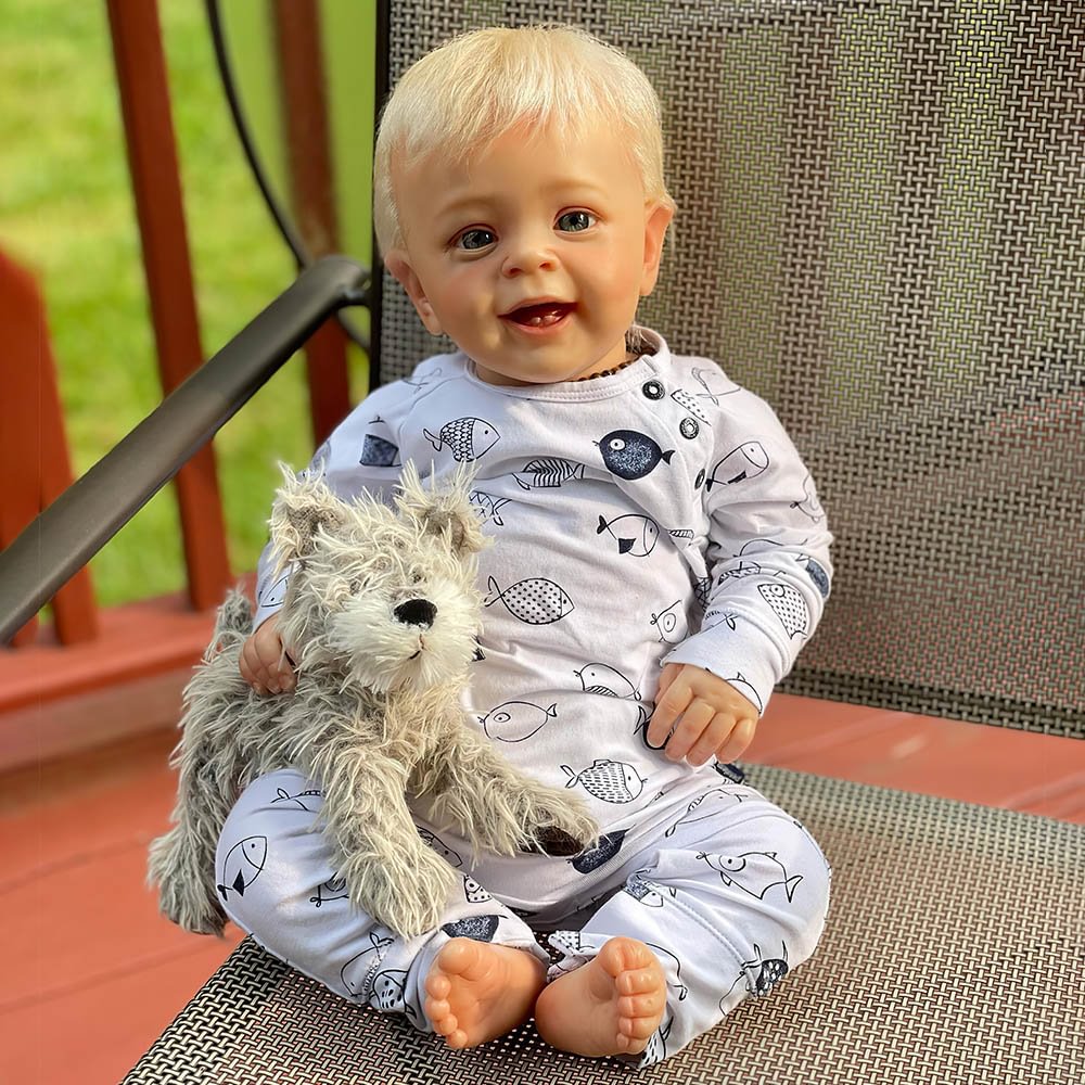 20" Lifelike Blue Eyes Handmade Weighted Cloth Reborn Baby Boy Toddler Doll Toy With Blond Hair Sader -Creativegiftss® - [product_tag]