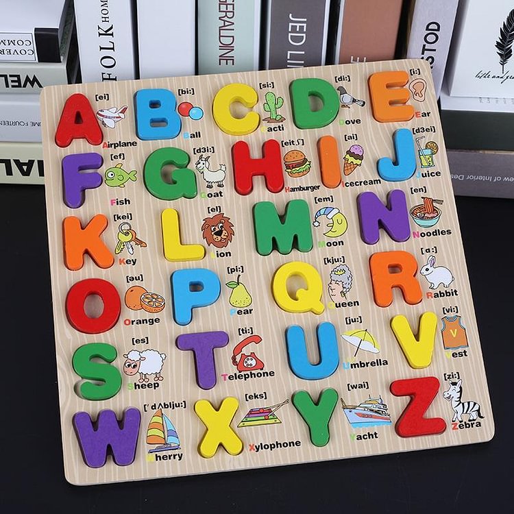 Children Wooden Number Alphabet Board Toy-Mayoulove