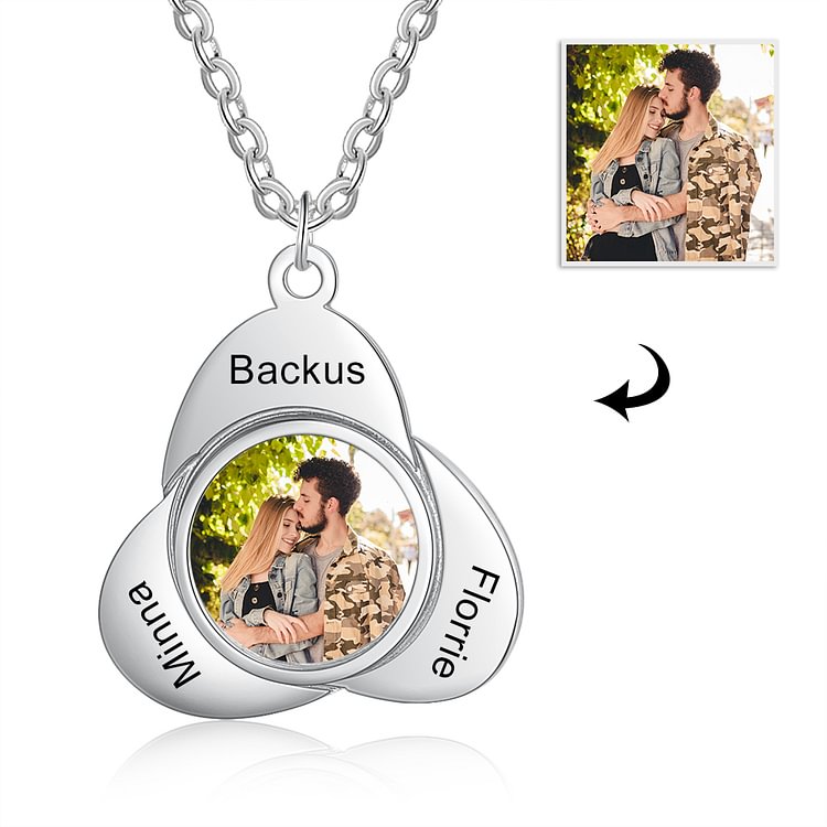 Custom Picture Necklace Pendant With 3 Name Personalized Gift, Personalized Necklace with Picture and Name