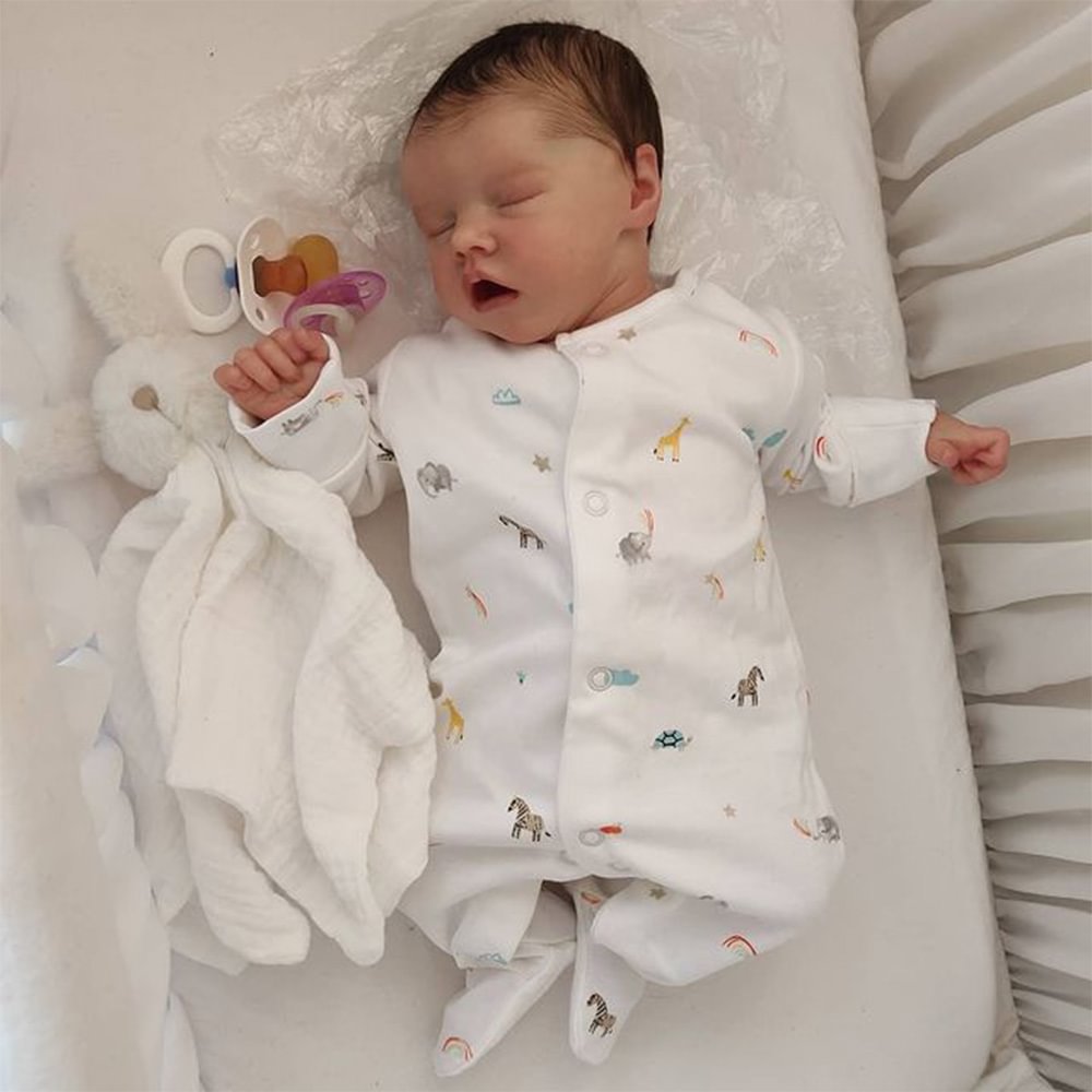 [New Series!] 12"Baby Girl Real Lifelike and Cute Soft Silicone Baby Newborn Reborn Sleeping Baby Doll with Brown Hair Named Manlisa