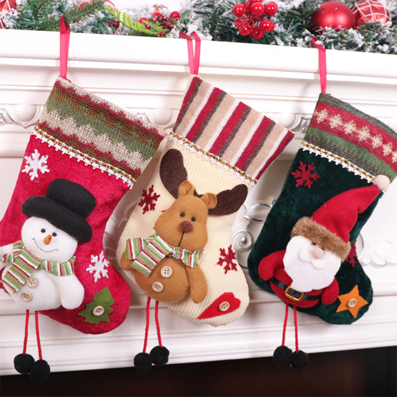Elk Snowman Christmas Pendant Candy Gift Socks