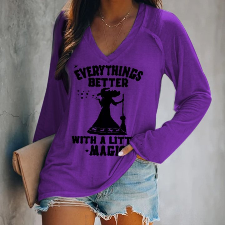 Everythings Better With A Lottle Magic Witch Purple T-shirt