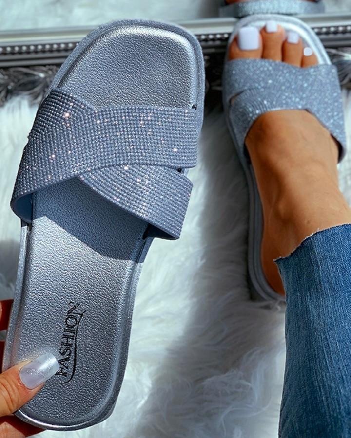 Women's Open Toe Studded Flat Sandals-Allyzone-Allyzone