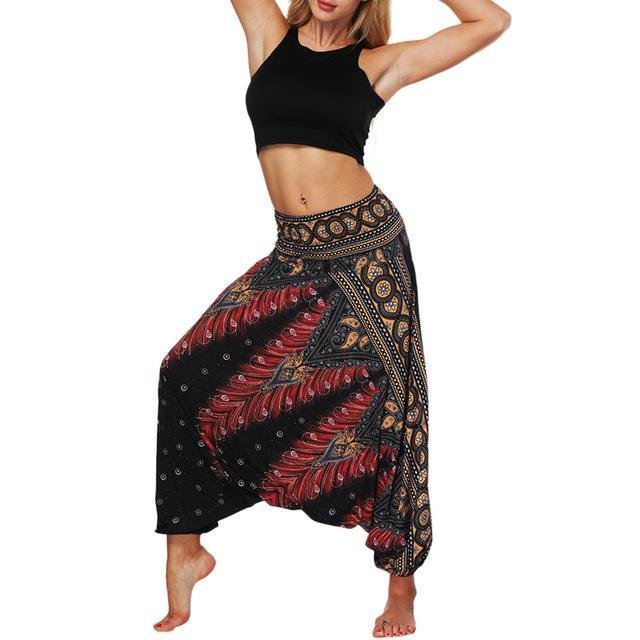 Loose Yoga Pants Baggy Boho Aladdin Print Casual Fashion Loose Relaxed Leggings Pants-Corachic