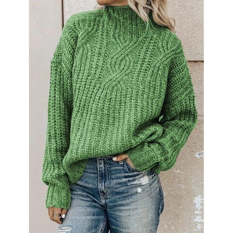 Casual Plus Size Turtleneck Sweater Pullover-Corachic