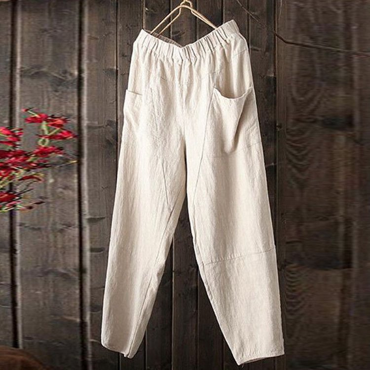 Casual Cotton And linen Harem Trousers-Mayoulove