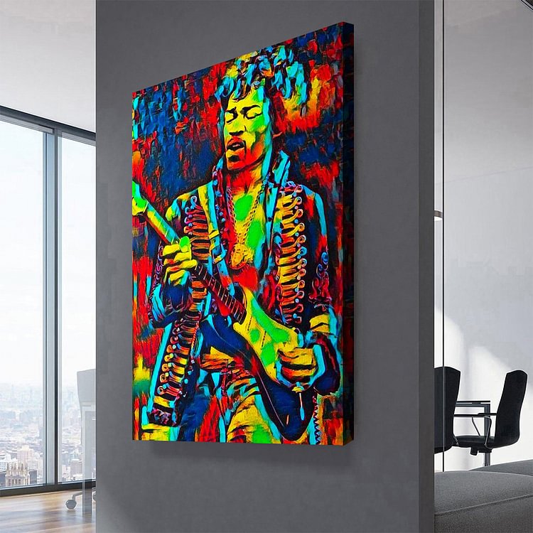 Jimi Hendrix Painting Abstract Colors Canvas Wall Art