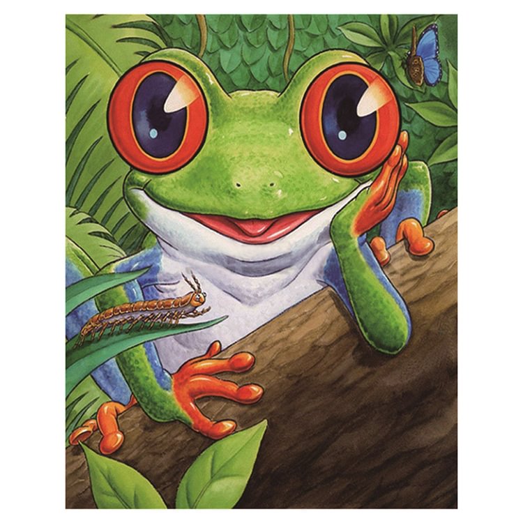 Cartoon Smile Frog - Special Shaped Diamond Painting - 25*30CM