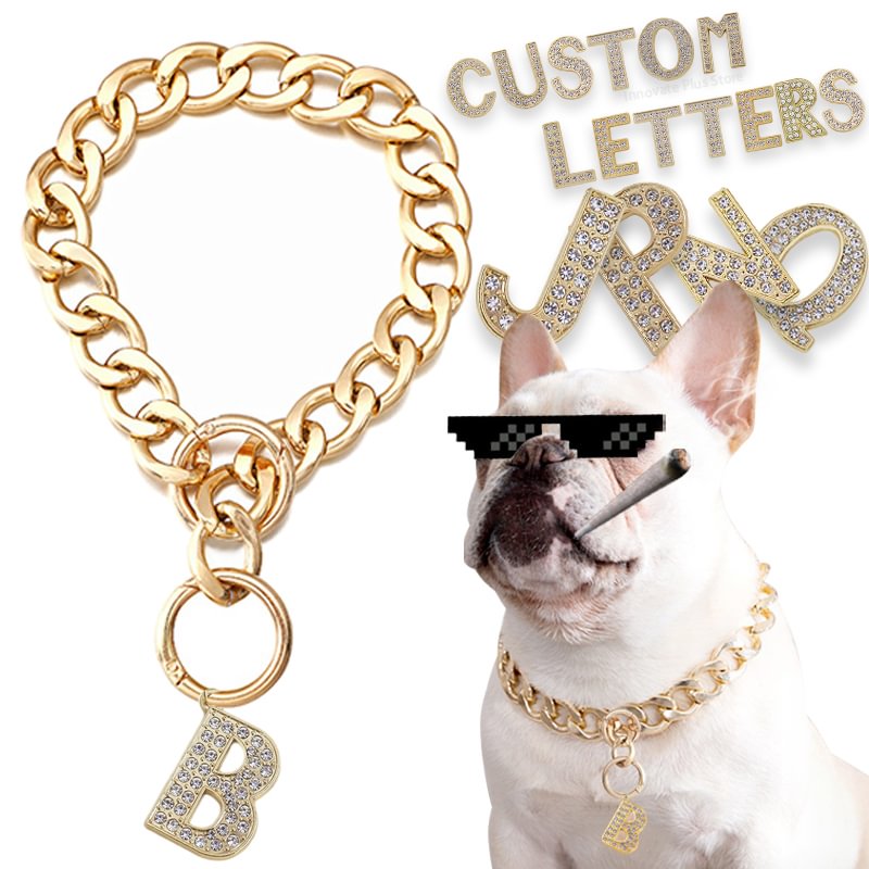 Gold Silver Dog Chain Pet Collars-VESSFUL