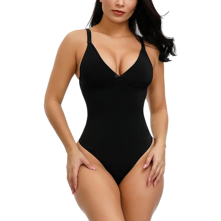 Wholesale Black Adjustable Straps Bodysuit Tailored Shape Plus Size