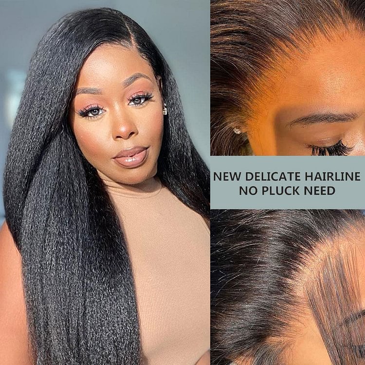 🔥Best Sale 🔥 Kinky Straight High Density Glueless 13×4 Frontal Lace Wig 