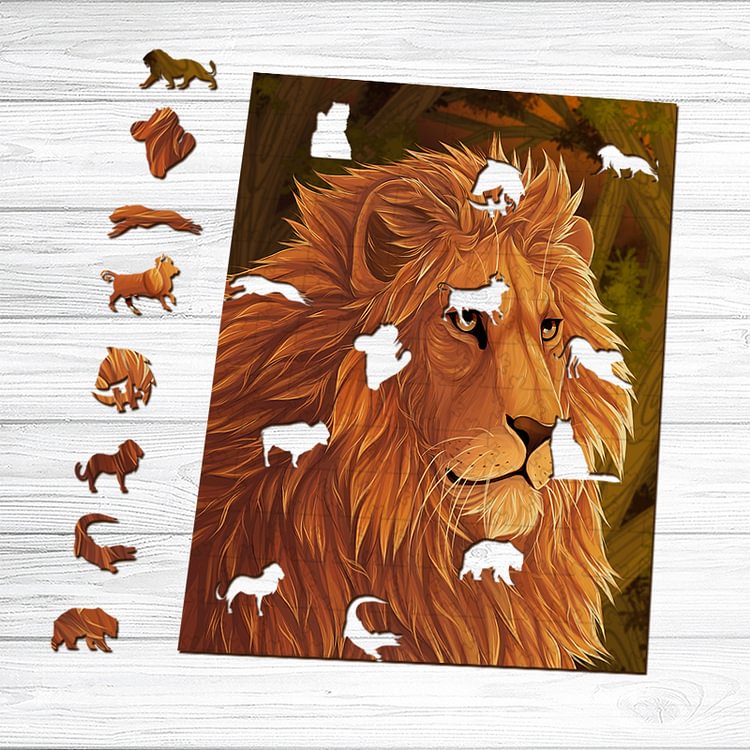 East African Lion Wooden Jigsaw Puzzle