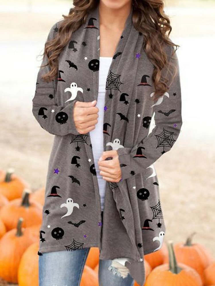 Halloween Digital Print Casual Cardigan Jacket-Mayoulove